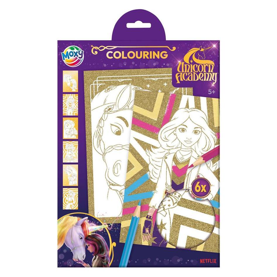 Grafix Einhorn-Akademie Glitzerpapier-Malvorlagen A4 - 6 Blatt (67876482)