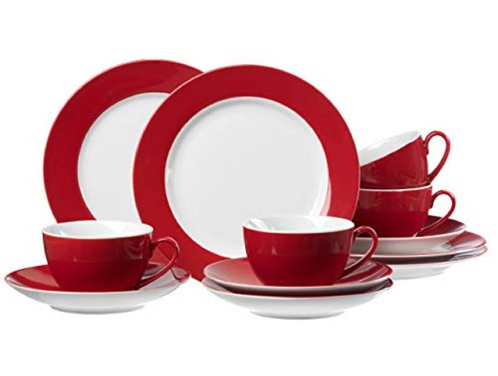 Ritzenhoff & Breker Kaffeeservice Doppio, 12-teilig, Porzellangeschirr, Rot