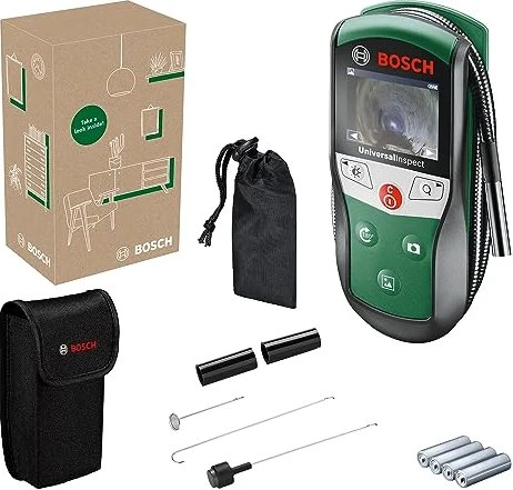BOSCH Inspektionskamera AKU UniversalInspect, Tasche, Spiegel, Magnet, Haken 0.603.687.0Z0 (4× AA)