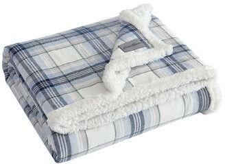 Eddie Bauer Flannel Cotton With Faux Shearling Reverse Throw Blanket (50X60 Inches)