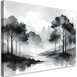 LEINWANDBILDER, Landschaft Landschaft schwarz und weiß