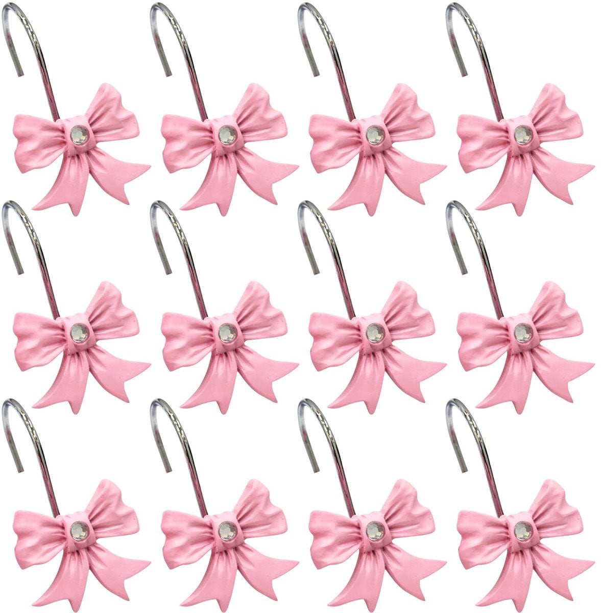 Unyqoos Set van 12 elegante roze douchegordijnhaken voor de badkamer