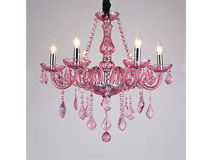 Lustre en cristal rose pour chambre de princesse française, lampe à suspension LED rouge, villa, hôtel, table à manger, ci-après lumière, décoration en verre