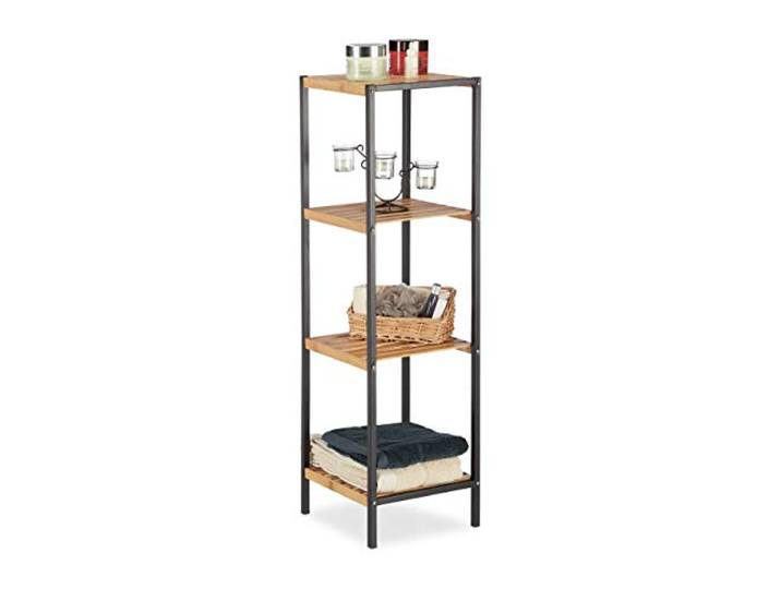 Relaxdays Regal Bambus, universales Standregal, mehrere Ablagen, Metall-Rahmen, quadratisch, Verschiedene Größen, Natur