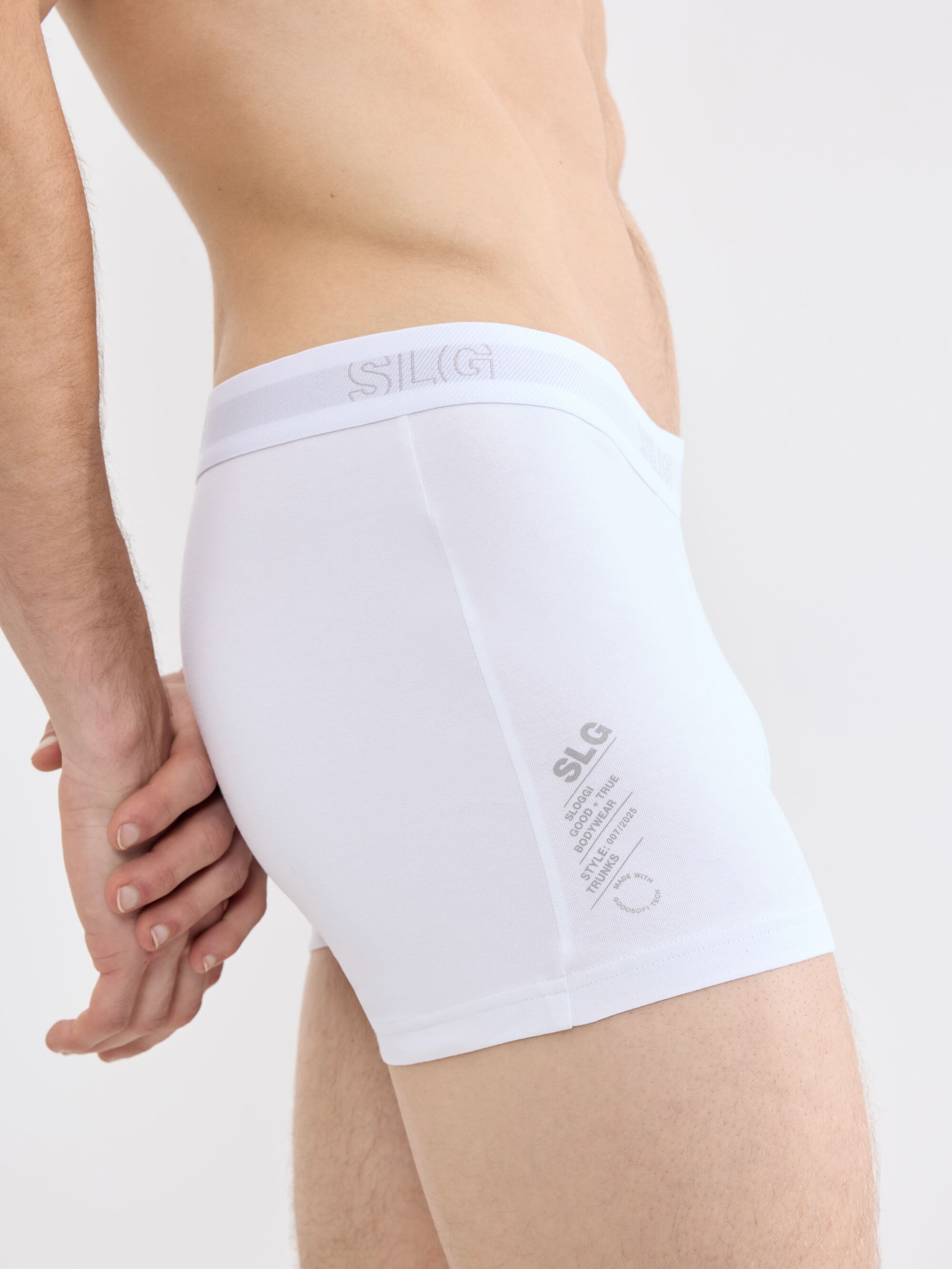 Trunk SLOGGI "SLG Base", Herren, Gr. XXL, Single Jersey, weiß, Single Jersey, Obermaterial: 95% Baumwolle, 5% Elasthan, körpernah, Unterhosen Trunk, ohne Eingriff, modern, Logobund, Cotton-Mix