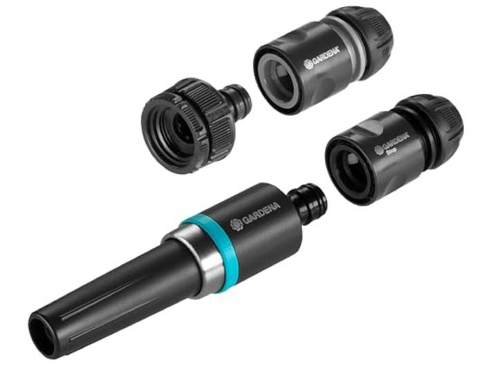 Gardena EcoLine basisset: Sproeierset met reinigingspistool, kraanverbindingsstuk, adapter, slangverbindingsstuk en waterstop, voor besproeien en reinigen, UV- en vorstbestendig (18900-20)