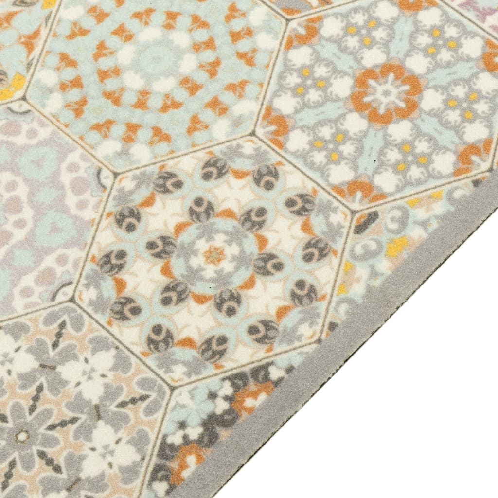 vidaXL Tapis de cuisine lavable impression pastel hexagonale 60x300 cm