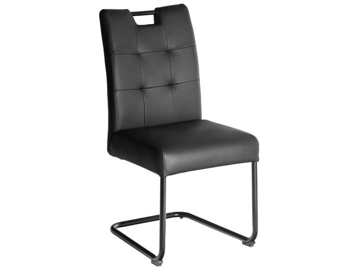 Novel Schwingstuhl, Schwarz, Metall, Echtleder, Büffelleder, Rundrohr, C-Form, 46x97x58 cm, Esszimmer, Stühle, Esszimmerstühle, Schwingstühle
