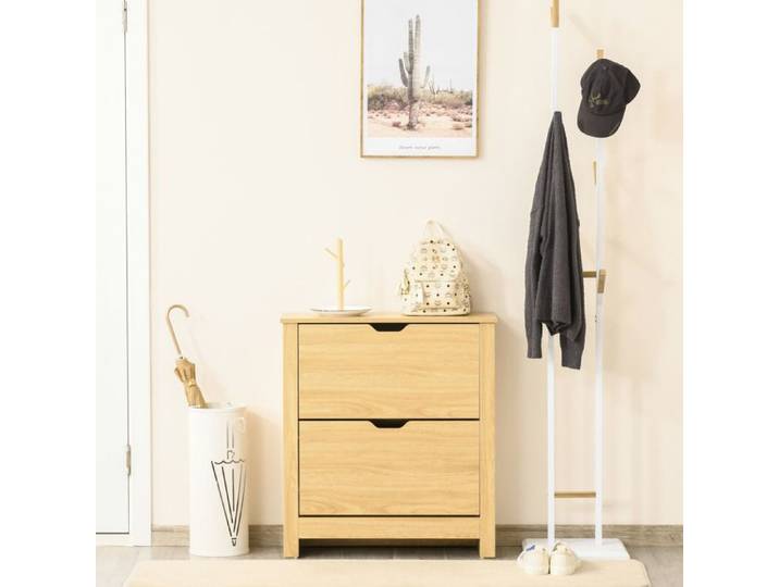 Meuble chaussure entrée armoire à chaussures meuble d'entrée et couloir - 2 portes abattantes 2 compartiments