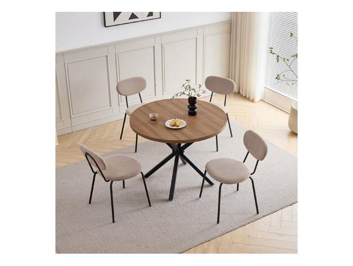 LuxusKollektion Essgruppe Esstisch 100cm Holz Stuhlset stapelbar 1 Tisch 4 Stühle Dunkel Khaki