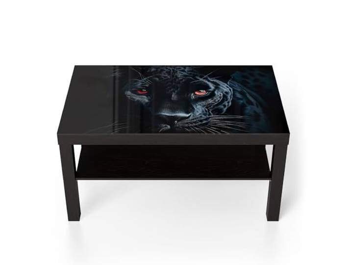 DEQORI Glastisch schwarz groß 90x50 cm Motiv Mystische Anmut ausgefallener Beistelltisch aus Glas Hochglanz Couchtisch fürs Wohnzimmer moderner Couch Tisch mit Design