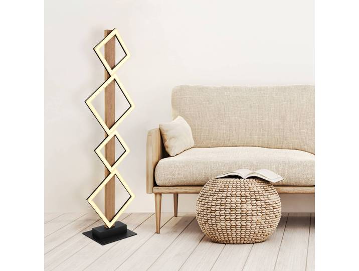Globo LED Stehlampe Dustin, Holz dunkel, für Wohn- / Esszimmer, Metall