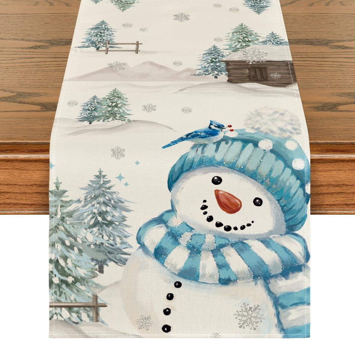 Dripio Tafelrunner Sneeuwpop Kerst Polyester