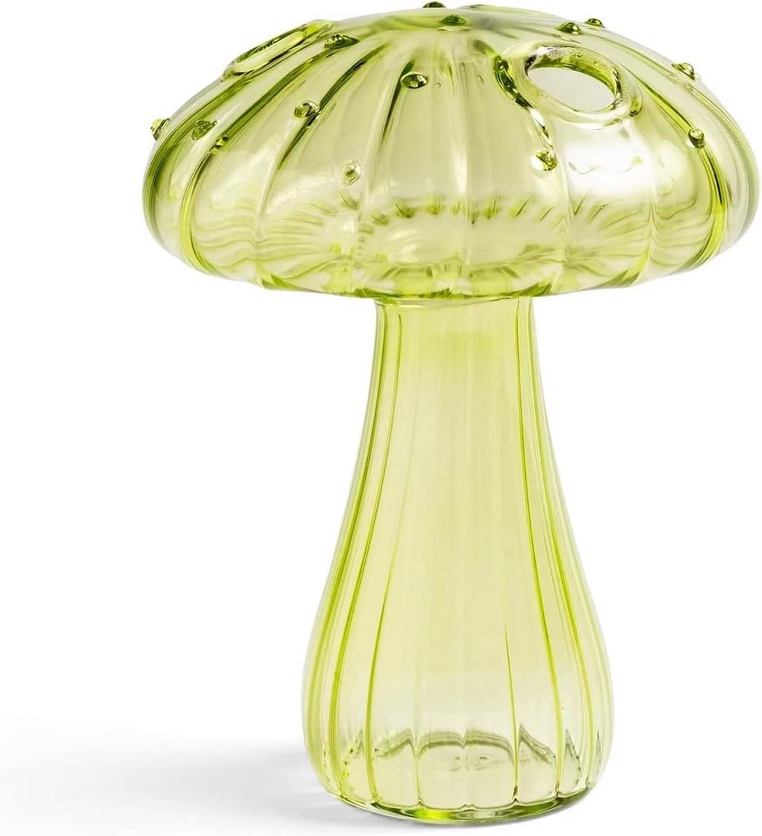 Kleine Gele Glazen Vaas in Paddestoelvorm - Decoratieve Bloemenvaas voor Thuis