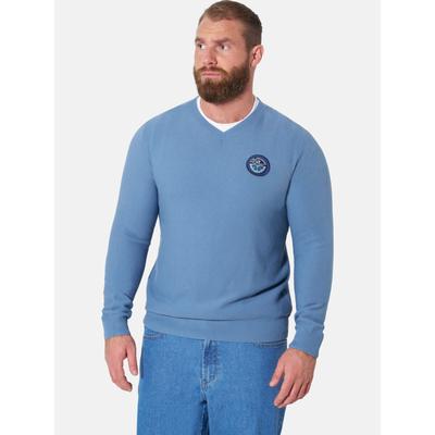 V-Ausschnitt-Pullover JAN VANDERSTORM "Pullover KOLBEIN", Herren, Gr. 7XL, blau, Pullover
