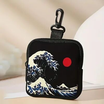 Discount Dollar Deals Mini Coin Purse, Cat Print Lightweight Waterproof Earphone Bag, Multiple Styles Artificial Leather Wallet, Friends Gift waves
