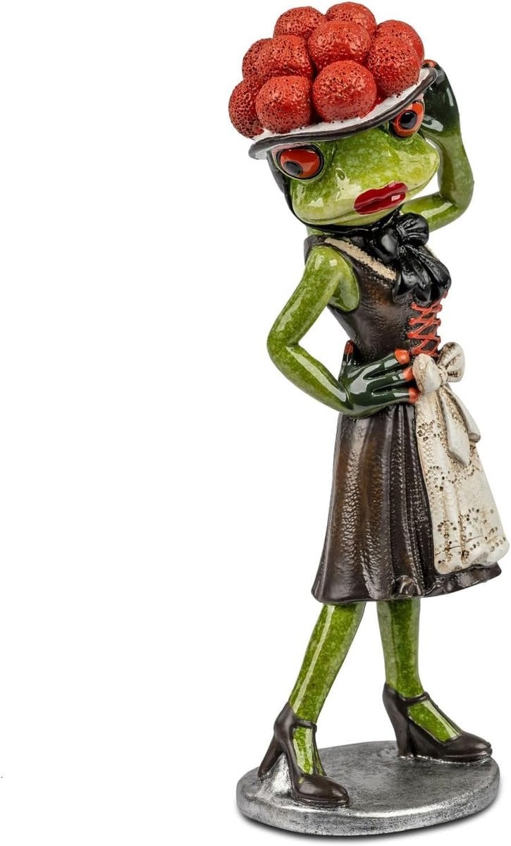 Decoratief Figuur Kikker - Handbeschilderd Beeldje - Hoogte: 18 cm - Multicolor