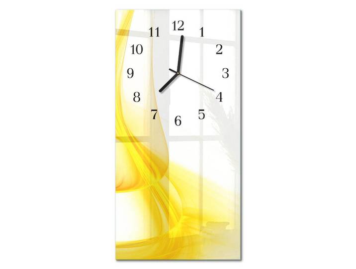 Tulup Wanduhr 60x30 cm - Mohnblumen, Gelb, Glas, Rechteckig, 30x60x0.4 cm, Dekoration, Uhren, Wanduhren