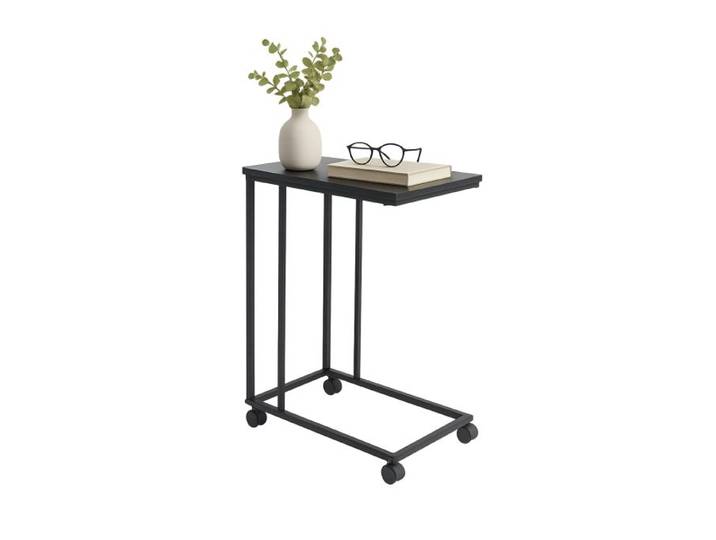 Relaxdays Beistelltisch mit Rollen C-Form
