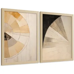POSTER Set of 2 Abstract Wall Art Prints Modern Living Room Bedroom Kitchen Bathroom Decor Leichter Holzrahmen A3