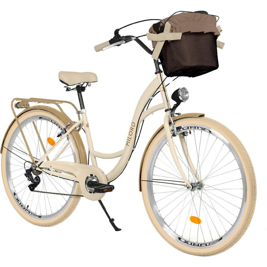 Milordbikes City-Fahrrad, Creme, Braun, Metall, 46 cm, Freizeit, Sport & Fitness, Fahrräder, Citybike