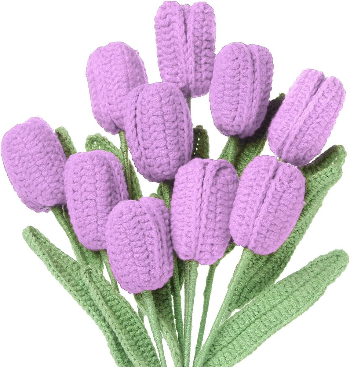 SnelShoppen Handgemaakte Kunstmatige Gehaakte Tulpen Boeket van 10 Stuks voor Decoratie