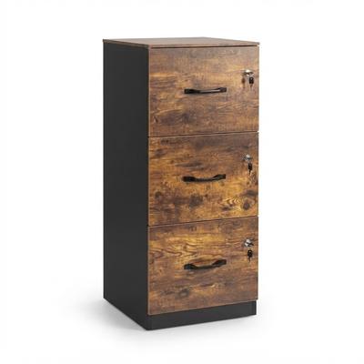 Relaxdays Aktenschrank Hängeregister, 3 abschließbare Schubladen, HBT: 103x40x40 cm, Hängeregisterschrank, schwarz/braun