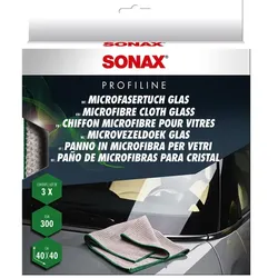 Auto Poliertuch SONAX MicrofaserTuch Glas, 3 Stück Sehr saugfähiges und fusselfreies Profi-Microfasertuch
