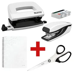 Leitz Starter-Set »WOW - Arbeitsplatzausstattung« (Locher, Heftgerät mit Heftklammern, weiß