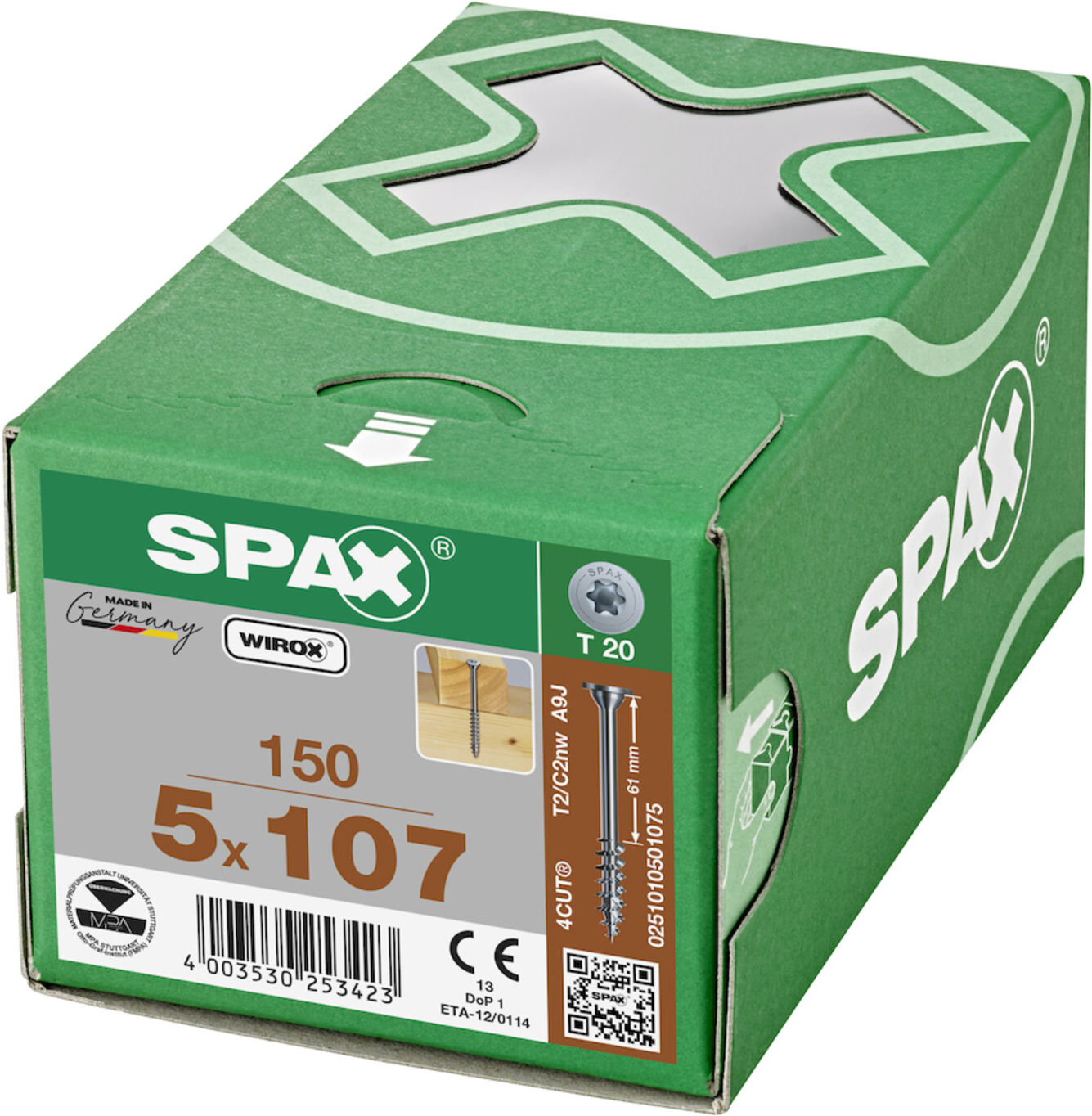 SPAX TELKO ohne Linse T-STAR+ T20 WIROX 5 x 107 (0251010501075)