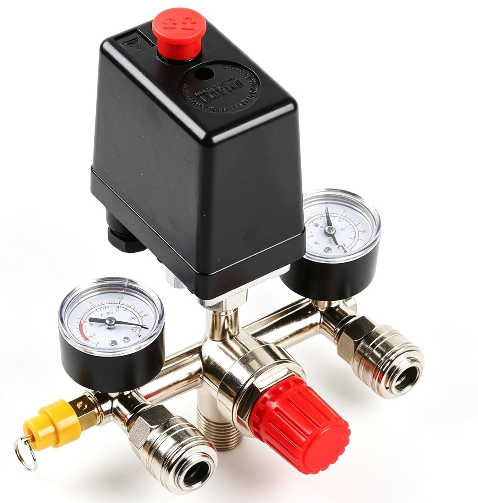 Selius Drukregelaar compressor met 2 manometers en automatische uitschakeling