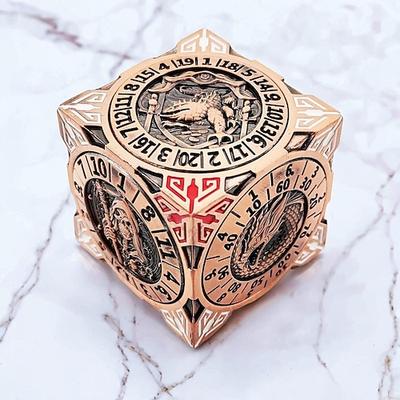 7-in-1 rotierender Metallwürfelwürfel, 6-seitiges polyedrisches Spinner-Würfelset für Tabletop-Rollenspiele, Zappelwürfel aus Zinklegierung für Spielleiter und Spieler