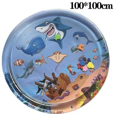 Modern Mode Marketplace Water Sensory Play Mat, Thickened Inflatable Water Mat For Cat And Dog, Pet Playmat With Fish Sea Ocean Theme Sensory c