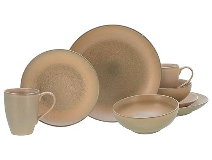 CreaTable, 25855, Serie Sierra Nevada, 8-teiliges Geschirrset für 2 Personen, Kombiservice aus Steinzeug, spülmaschinen- und mikrowellengeeignet, Qualitätsproduktion