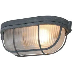 Deckenleuchte Deckenlampe Wohnzimmerleuchte Esszimmer, Metall Glas grau 1x E27