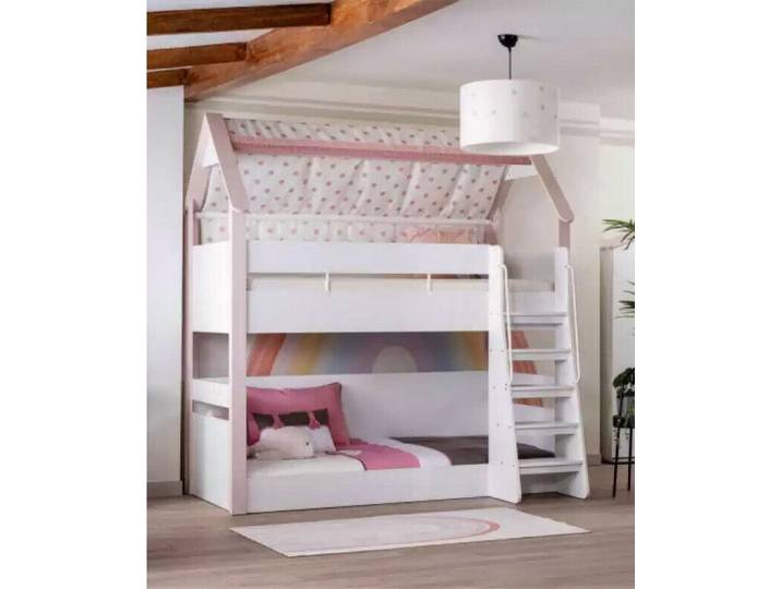 Xlmoebel Etagenbett Hochbett aus Holz in Rosa mit sicherer Konstruktion für Kinderzimmer (Hochbett, 1-St., Etagenbett), Hergestellt in Europa