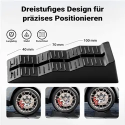 Wiltec, Garagenausstattung, Stufenkeile Paar 40/70/100mm Stopper Auffahrkeile Ausgleichskeile Camper
