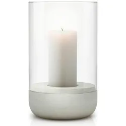 Blomus Windlicht Calma Mittel, Kerzenhalter, Dekolichthalter, Beton, Glas klar, grau, 65444