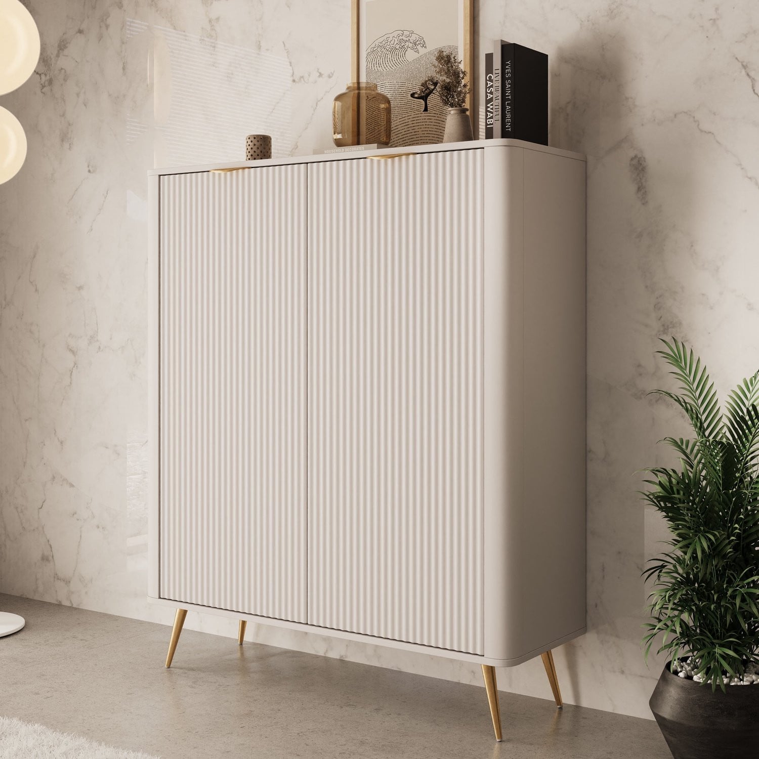 Meubella Lima Dressoir Beige B: 113 cm, D: 38 cm, H: 134 cm