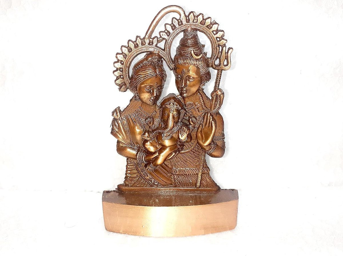 Goudkleurig Spiritueel Familie Beeldje met Zittende Nandi voor Interieur Decoratie