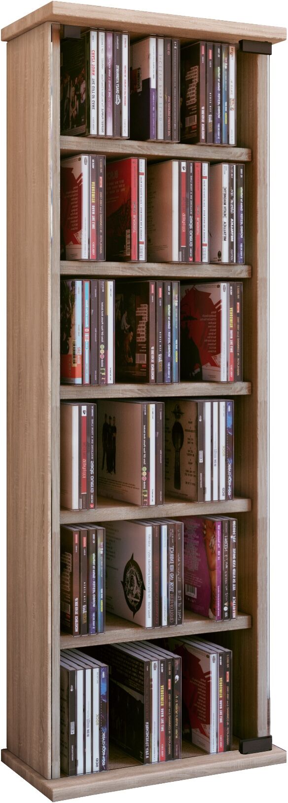Media-Regal VCM "Holz CD DVD Stand Regal Schrank Vetro Glastür", braun (sonoma, eiche), B:31cm T:18cm, Regale, Media-Regal