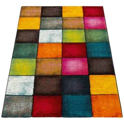KADIMA DESIGN Teppich Kurzflor Karos Wohnzimmer schmutzabweisend Mehrfarbig Läufer 60x110 | 100% Polypropylen, Rücken aus Jute | Florhöhe: 12 mm | pflegeleicht