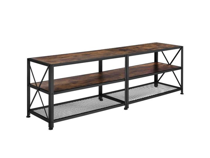 tectake Tv-Regal Indianapolis, 161 x 41,5 x 50,5 cm, Industrial Holz dunkel, rustikal, Rostfarben, Beton Optik, Rechteckig, 41.5x50.5x161 cm, Wohnzimmer, TV Möbel, Lowboards, Lowboards stehend