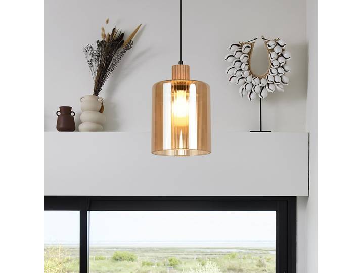 Giovanni Hängeleuchte bernstein/natur Ø 18 cm - Corep SAS - Wohnzimmer - Modern - Glas - Mit Schirm