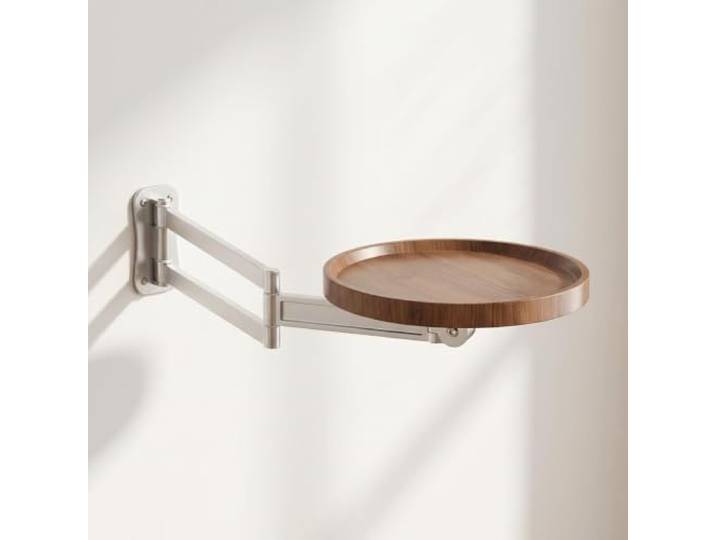 Wandklapptisch aus Holz, Nachttisch wandmontiert, klappbar, 720° drehbar Massivholz-Oberfläche, platzsparendes Design, 720° Neigung, Schlafzimmer & Büro(Walnut)