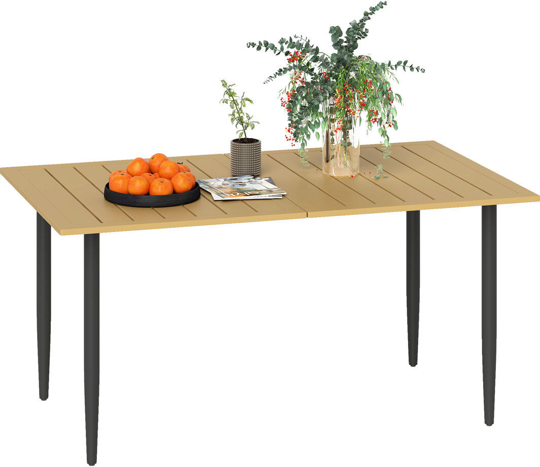 17 Stories Outsunny Garden Dining Table, Outdoor with 5 cm Parasol Hole, Brown Brown