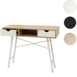 Konsolentisch HWC-E92, Ablagentisch Beistelltisch, 3D-Struktur 100x40cm ~ naturbraun weiß
