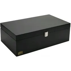 Schwäbische Albumfabrik, Aufbewahrungsbox, Holz-Schatulle für Münzen-Etuis, schwarz (33.50 x 18 x 9 cm)