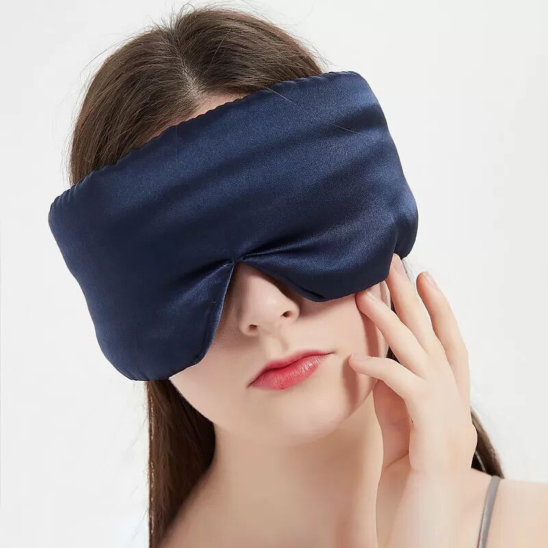 INF Verstellbare doppelseitige Augenmaske aus Seide für Männer und Frauen Navy blau
