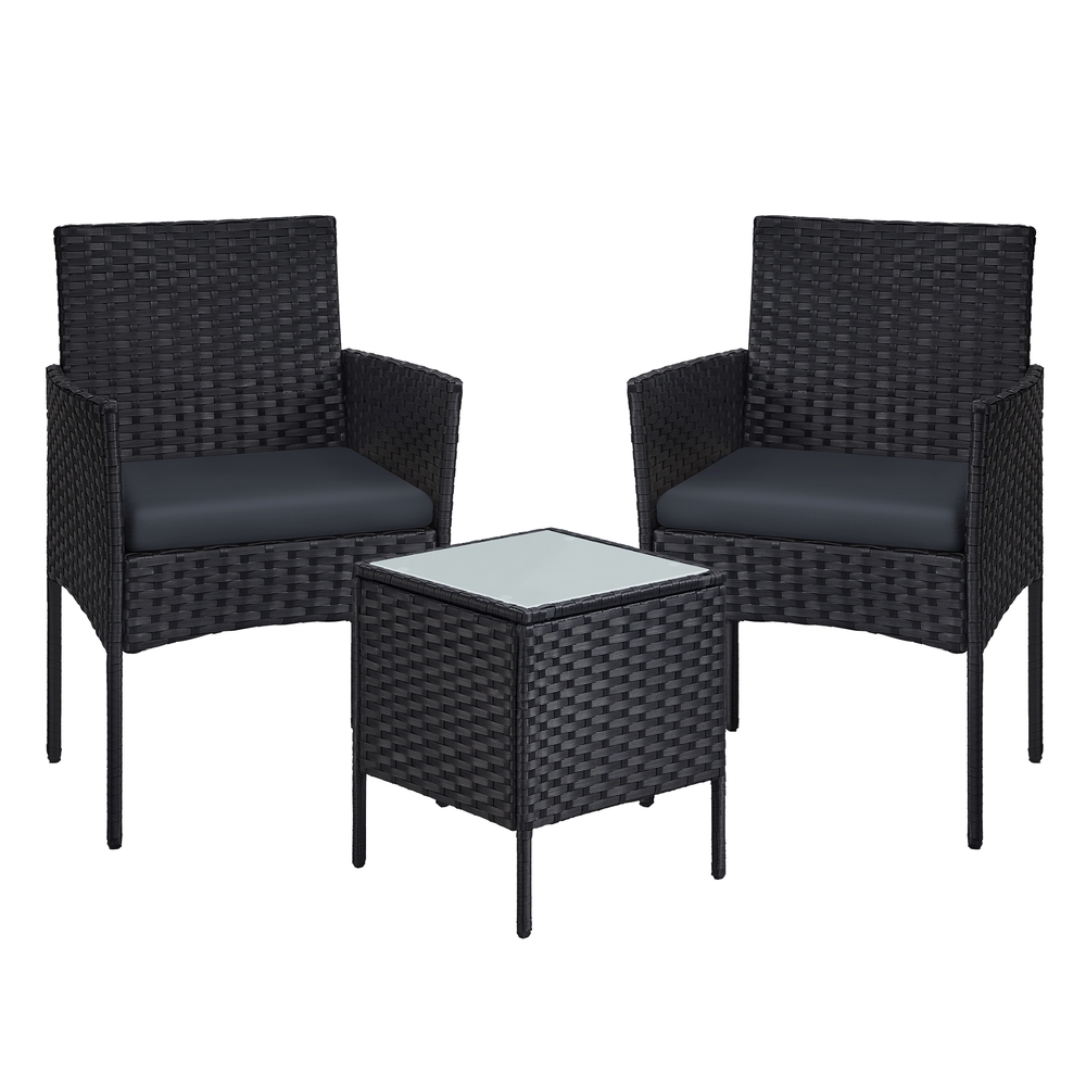 SONGMICS Gartenmöbel-Set aus PE-Polyrattan schwarz-grau GGF003B02